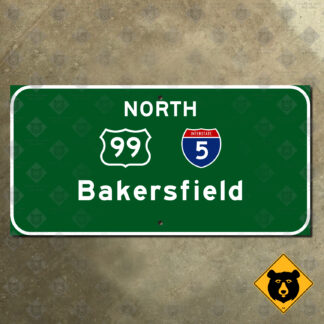 California East LA Interchange US 99, Interstate 5, Bakersfield guide sign