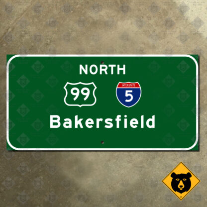 California East LA Interchange US 99, Interstate 5, Bakersfield guide sign