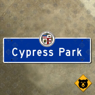 Los Angeles, California Cypress Park neighborhood boundary sign
