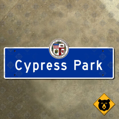 Los Angeles, California Cypress Park neighborhood boundary sign