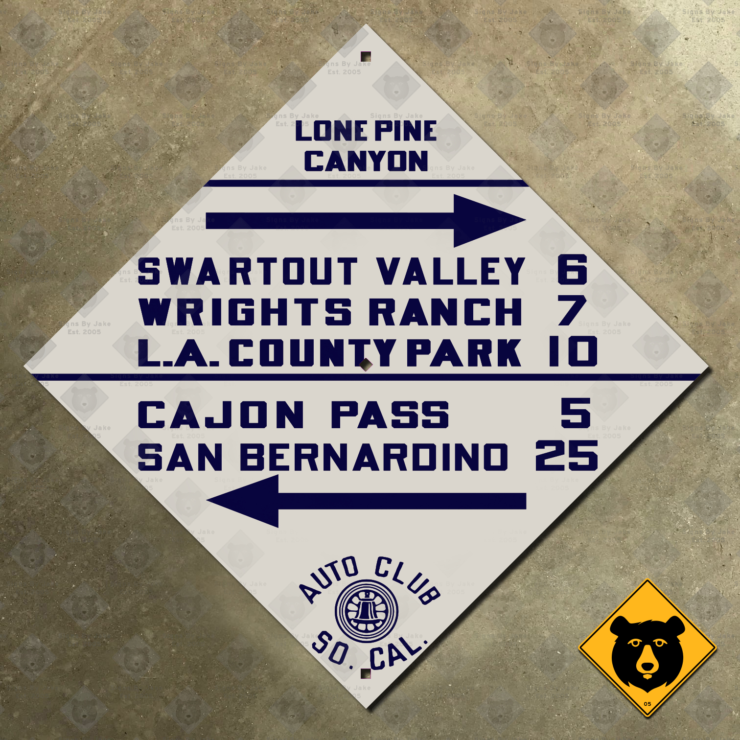 California (ACSC) Lone Pine Canyon directional sign