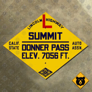 California (CSAA) Donner Pass summit elevation sign