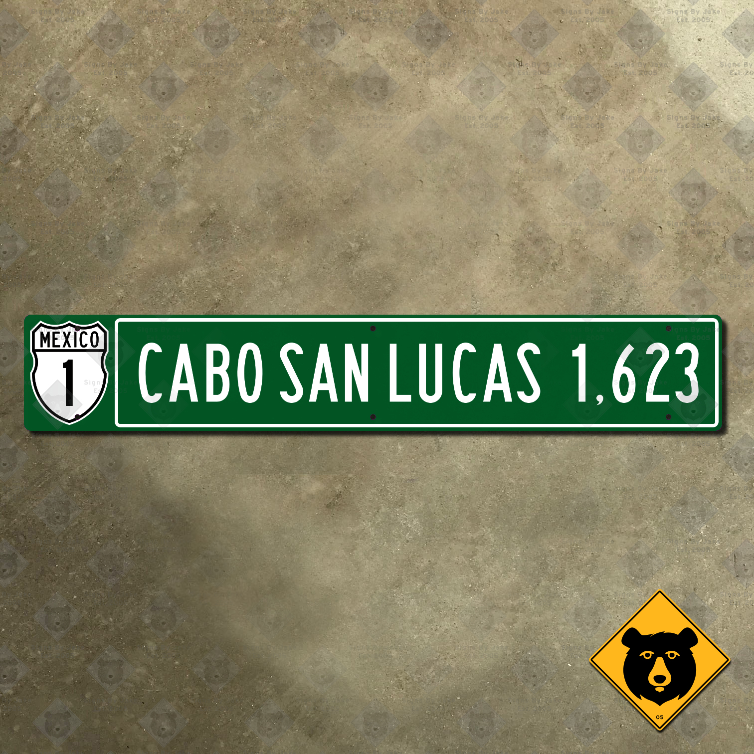 Mexico Cabo San Lucas 1623 km distance sign