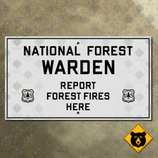National Forest Warden, Report Fires Here sign