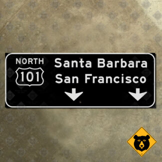 California US Route 101 north, Santa Barbara, San Francisco freeway guide sign
