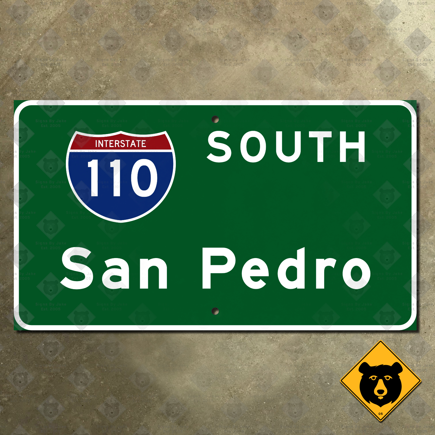 California Interstate 110 South, San Pedro freeway guide sign - Signs ...