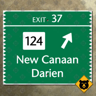 Connecticut Merritt Parkway Exit 37, Route 124, New Caanan, Darien exit sign