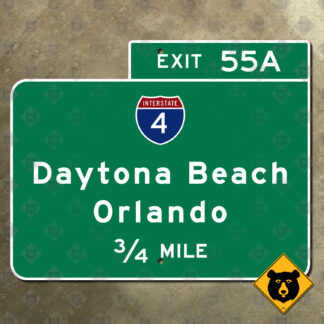 Florida State Road 417 Exit 55A, Interstate 4, Daytona Beach, Orlando, ¾ mile sign