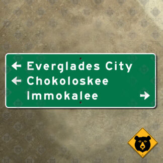 Florida Everglades City, Chokoloskee, Immokalee directional sign