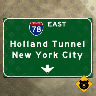 New Jersey Interstate 78 East, Holland Tunnel, New York City highway sign