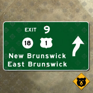 New Jersey Turnpike Exit 9, New Brunswick, East Brunswick exit sign