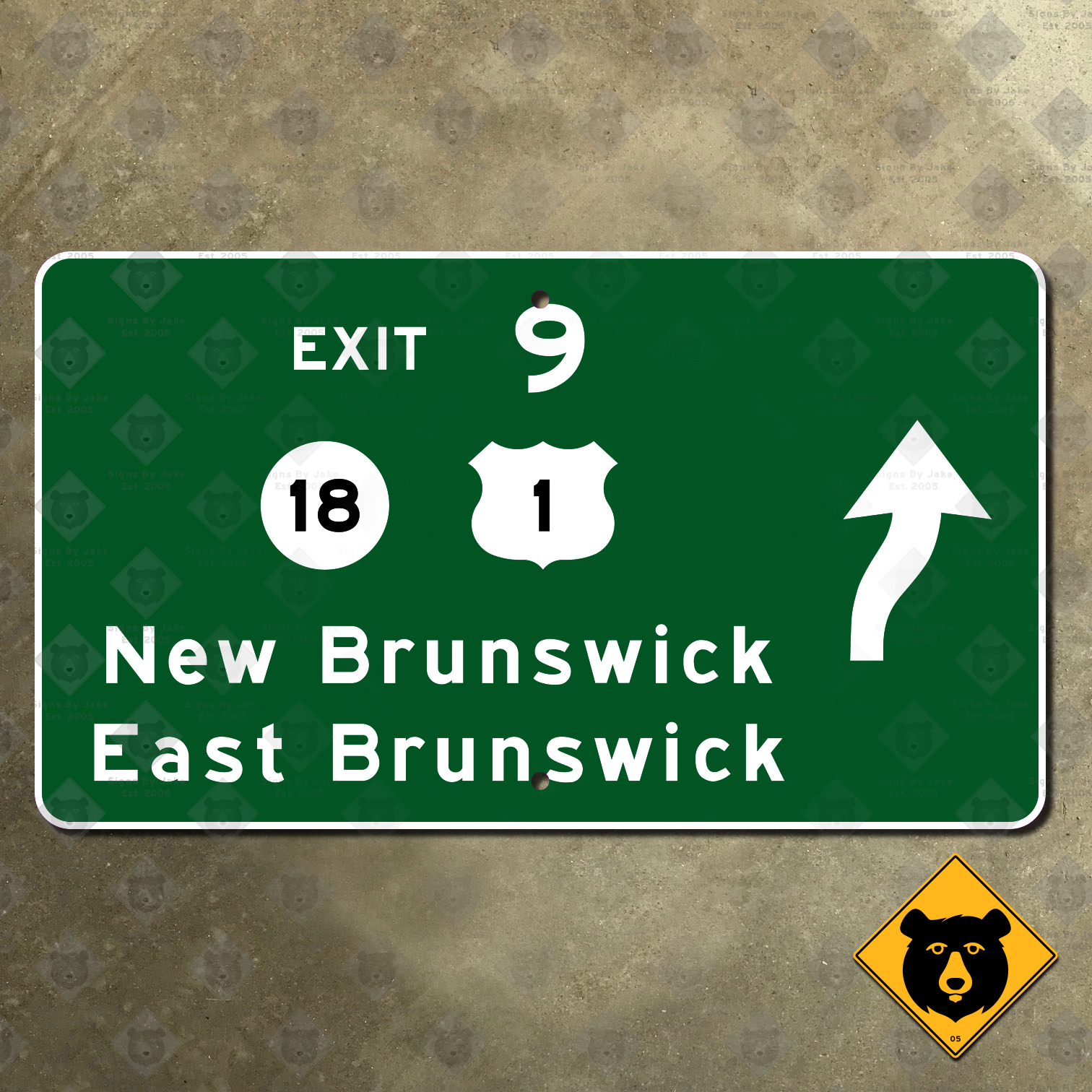 New Jersey Turnpike Exit 9, New Brunswick, East Brunswick exit sign