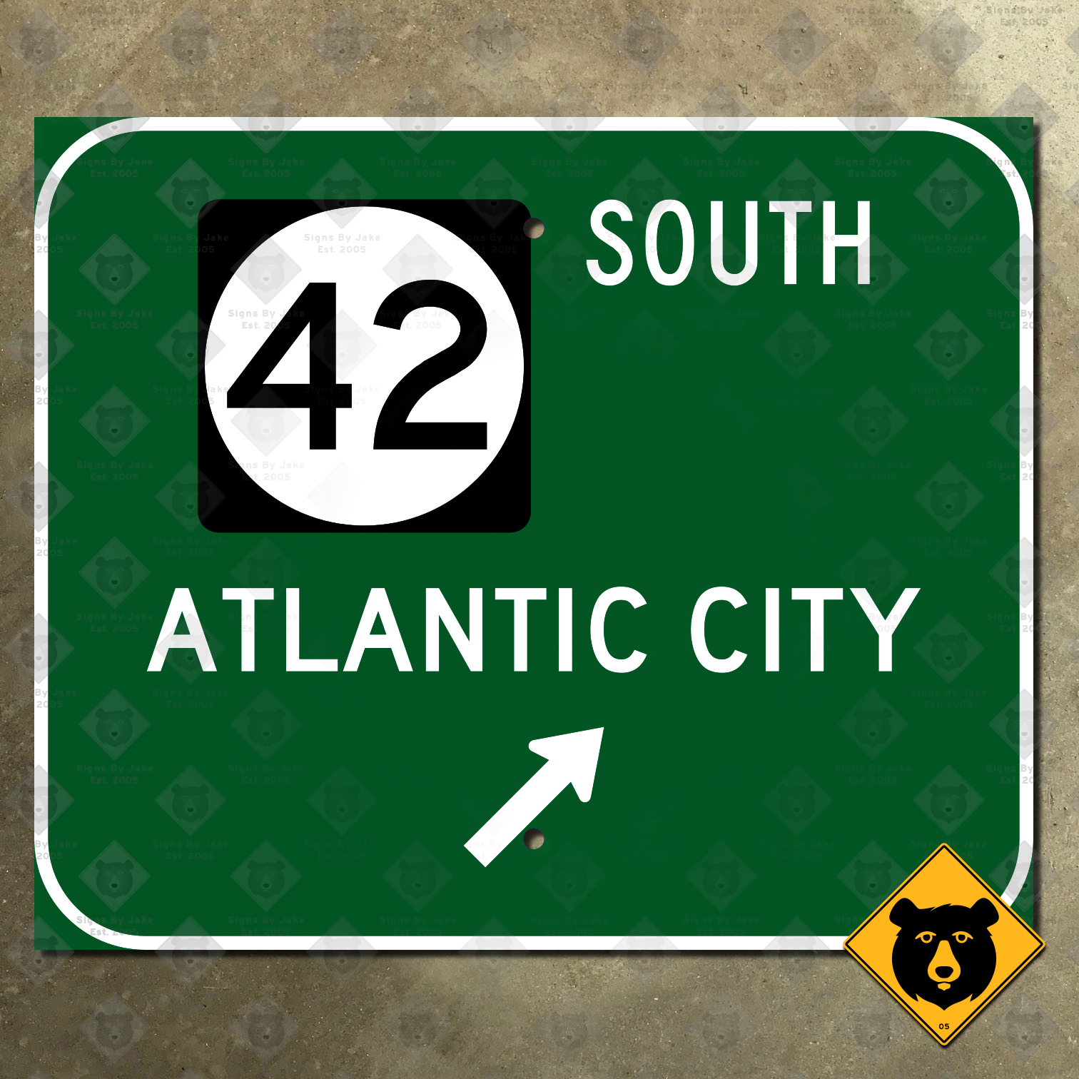 New Jersey Route 42 south, Atlantic City directional sign
