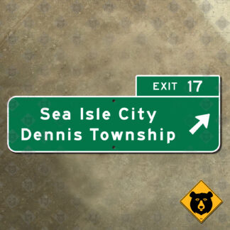 New Jersey Garden State Parkway Exit 17, Sea Isle City, Dennis Township exit sign