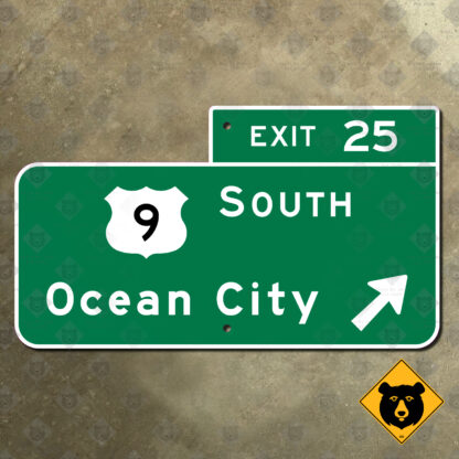 New Jersey Garden State Parkway Exit 25, US 9, Ocean City exit sign