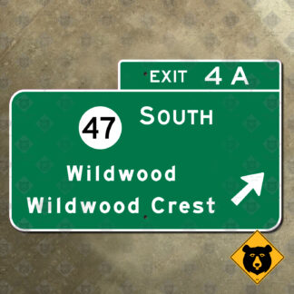 New Jersey Garden State Parkway Exit 4A, Route 47, Wildwood, Wildwood Crest exit sign
