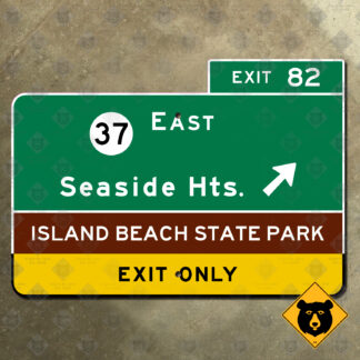 New Jersey Garden State Parkway Exit 82, Route 37 East, Seaside Hts. exit sign