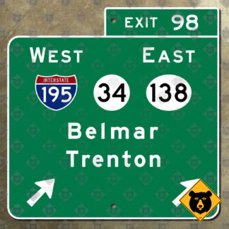 New Jersey Garden State Parkway Exit 98, Interstate 195, Route 34, Route 138, Belmar, Trenton