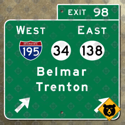 New Jersey Garden State Parkway Exit 98, Interstate 195, Route 34, Route 138, Belmar, Trenton