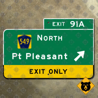 New Jersey Garden State Parkway Exit 91A, Route 549, Point Pleasant exit sign