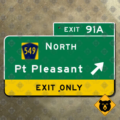 New Jersey Garden State Parkway Exit 91A, Route 549, Point Pleasant exit sign