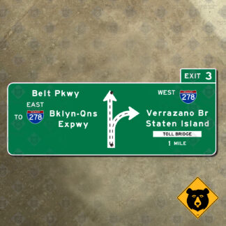 New York Belt Parkway, Brooklyn-Queens Expressway, Verrazano Bridge exit sign
