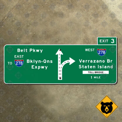 New York Belt Parkway, Brooklyn-Queens Expressway, Verrazano Bridge exit sign
