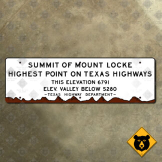 Summit of Mount Locke, Highest Point on Texas Highways sign