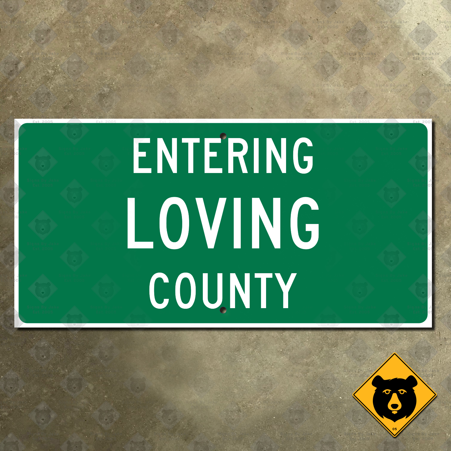 Entering Loving County, Texas county line sign