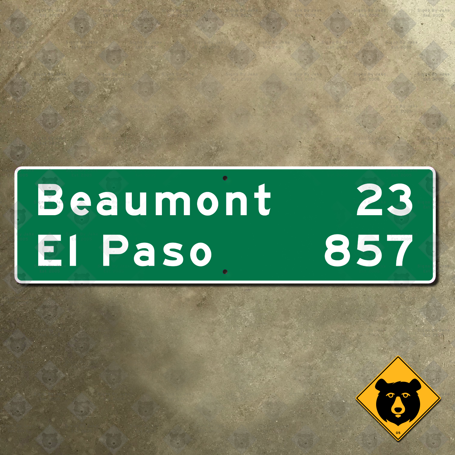 Texas Beaumont El Paso mileage sign