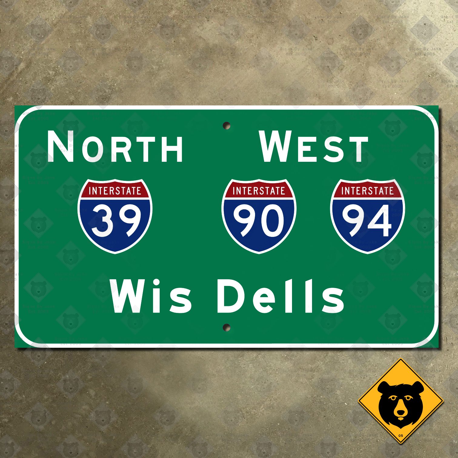 Wisconsin Interstate 39, 90, 94 Wisconsin Dells guide sign