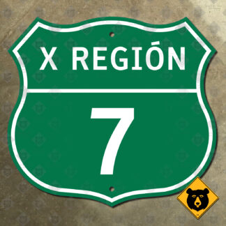 Los Lagos Chile Route 7 (Carretera Austral) highway marker sign