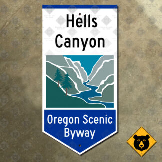 Oregon Hells Canyon Scenic Byway marker sign