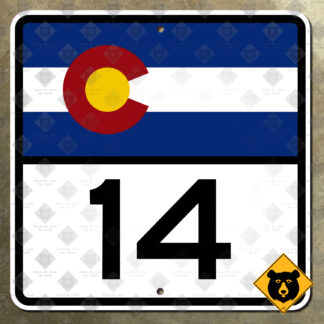 Colorado State Highway 14 route marker sign