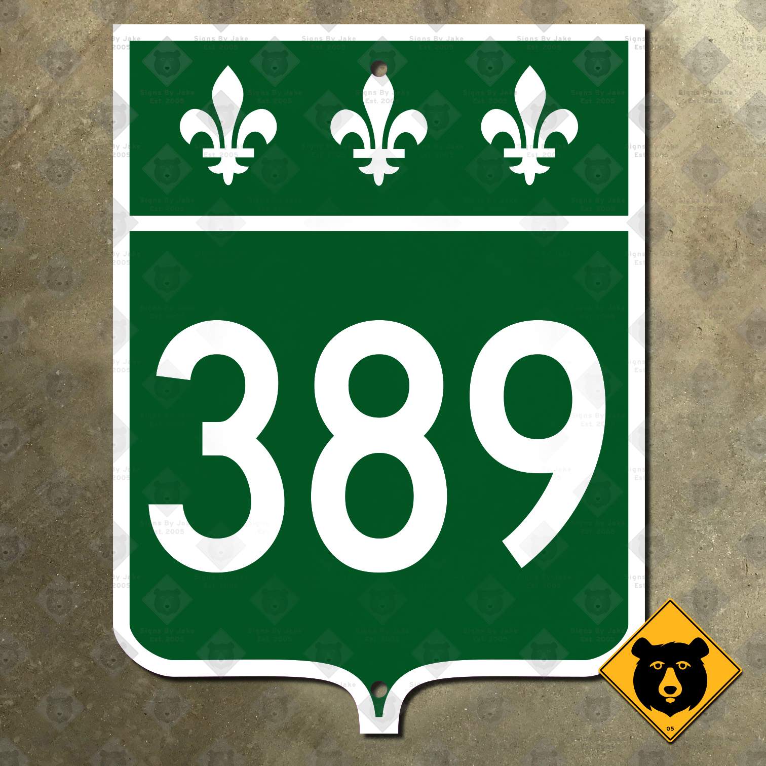 Québec Route 389 provincial highway marker sign