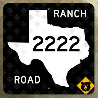 Texas Ranch to Market Road 2222 highway marker