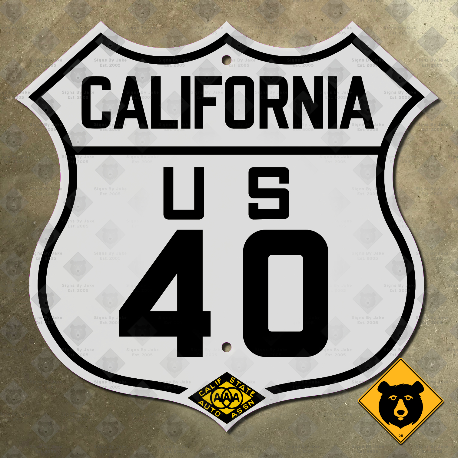 California (CSAA) US Route 40 highway marker sign