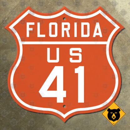 Florida US Route 41 highway marker (coral)