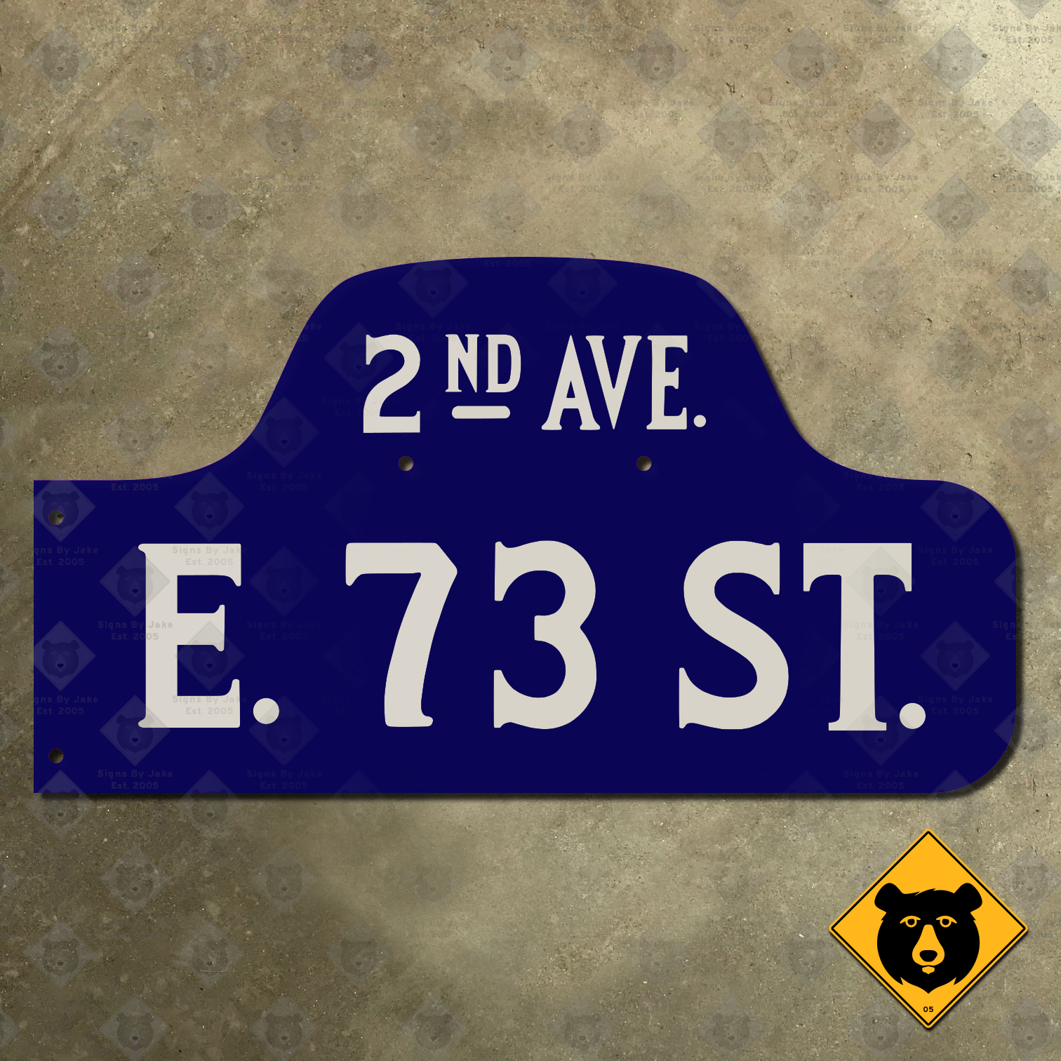 New York City E. 73rd Street at 2nd Avenue humpback street sign