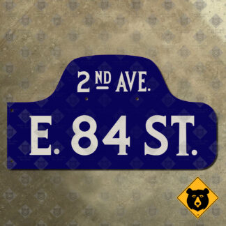 New York City E. 84th Street at 2nd Avenue humpback street sign