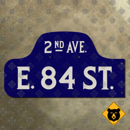 New York City E. 84th Street at 2nd Avenue humpback street sign
