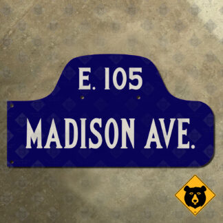New York City Madison Avenue at E. 105 street sign