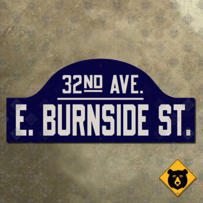 Portland, Oregon Burnside Street at 32nd Avenue humpback street sign