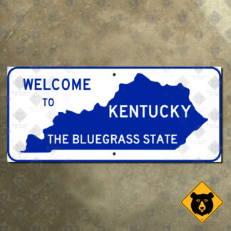 Welcome to Kentucky, the Bluegrass State boundary sign