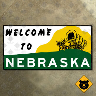 Welcome to Nebraska conestoga wagon sign