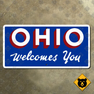 Ohio Welcomes You state line sign (1965)