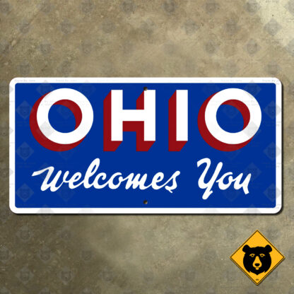 Ohio Welcomes You state line sign (1965)