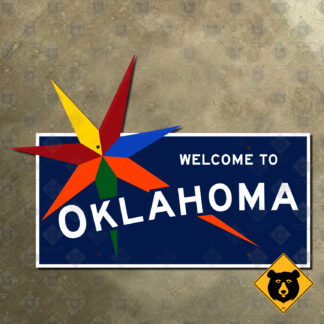 Oklahoma starburst state line marker sign
