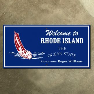 Rhode Island sailboat welcome sign
