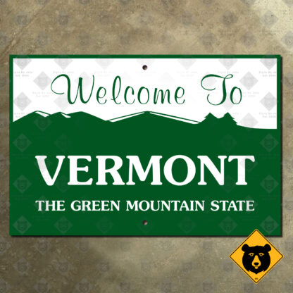 Vermont, The Green Mountain State welcome sign (1990)